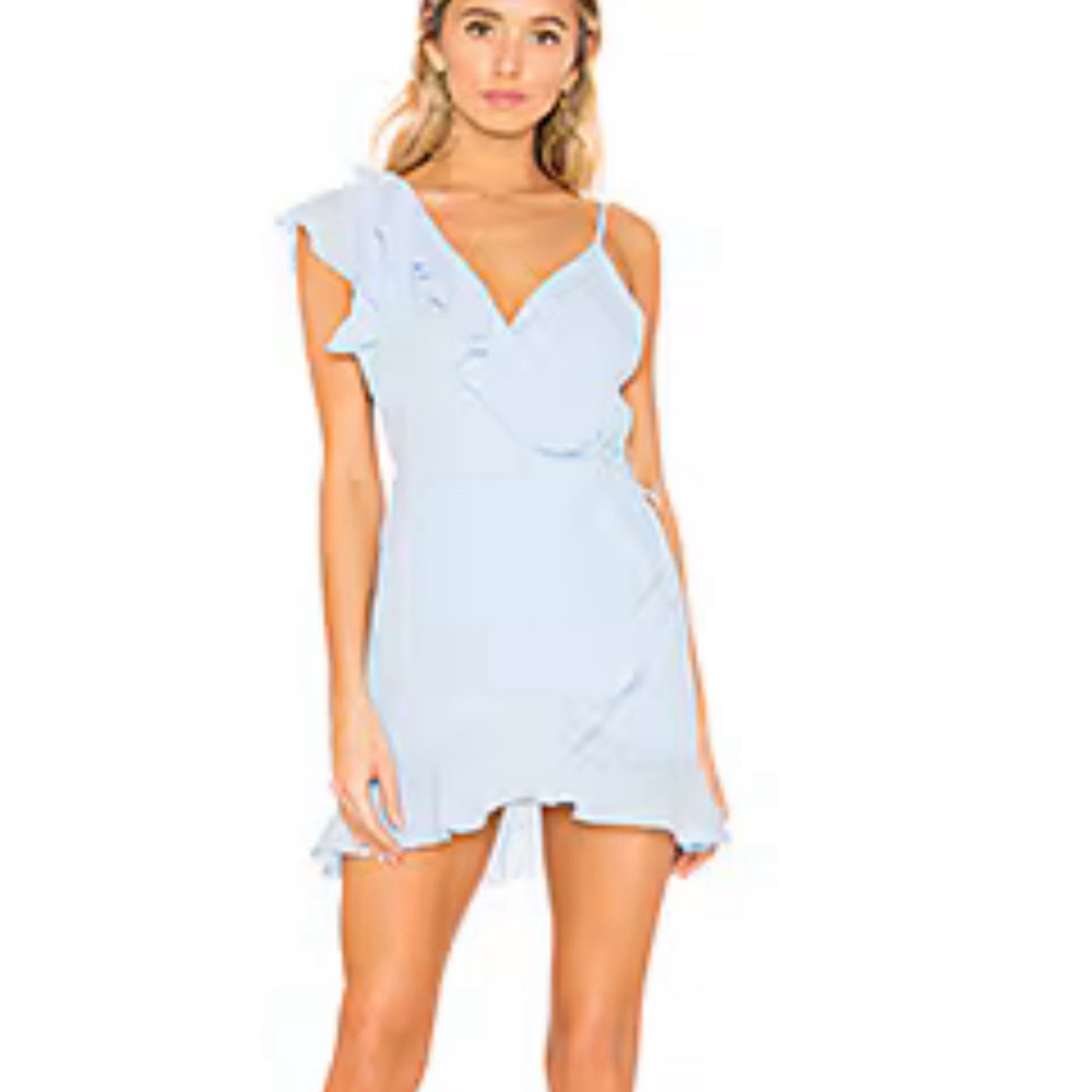 Areanna Wrap Dress in Baby Blue by Superdown